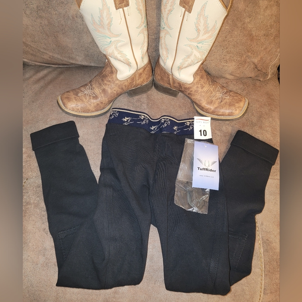 FIRM *NEW* Kids Sz 10 Horseback Riding Pants With Stirrips - Picture 2 of 7